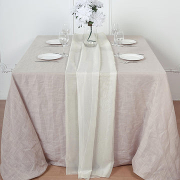 Elegant Ivory Premium Chiffon Table Runner for Stunning Event Décor
