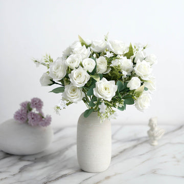 Elegant Ivory Silk Rose Bridal Bouquet for Lasting Beauty