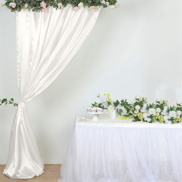 Elegant Ivory Satin Event Photo Backdrop Curtain Panel