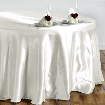 Elegant Ivory Seamless Satin Round Tablecloth for Stunning Event Decor