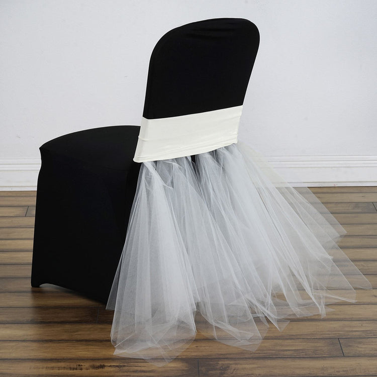 Ivory Spandex Chair Tutu Cover Skirt