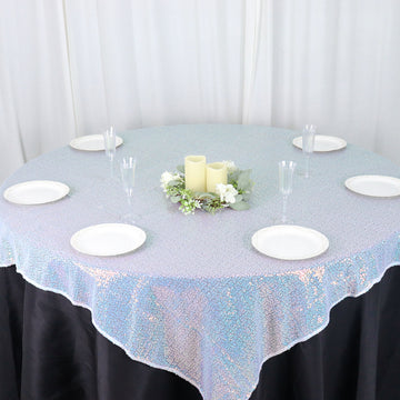 Create a Magical Atmosphere with the Iridescent Blue Duchess Sequin Table Overlay