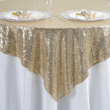 Square Table Overlay With Champagne Sequins 60 Inch x 60 Inch#whtbkgd