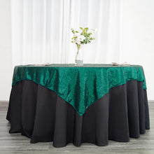 Duchess Sequin Square Table Cover 60 Inch By 60 Inch Hunter Emerald Green