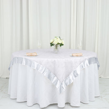 Elevate Your Table Decor with the White Embroidered Sheer Organza Square Table Overlay