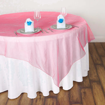 Coral Square Sheer Organza Table Overlay 60x60