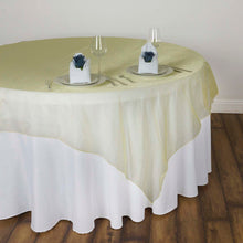 60 Inch Square Sheer Organza Table Overlay In Yellow