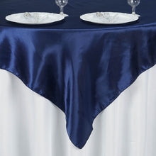 Satin Square Table Overlay In Navy Blue 60 Inch x 60 Inch#whtbkgd