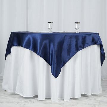 Dress Your Tables to Perfection with the Navy Blue Satin Table Overlay