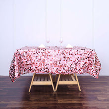 Pink 72 Inch x 72 Inch Square Shape Premium Big Payette Sequin Table Overlay