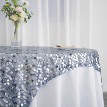 72 Inch x 72 Inch Dusty Blue Premium Sequin Square Table Overlay
