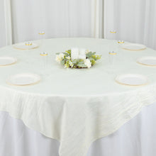 72 Inch x 72 Inch Ivory Accordion Crinkle Taffeta Material Table Overlay 