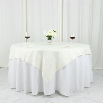 Elegant Ivory Accordion Crinkle Taffeta Table Overlay for Stunning Tablescapes