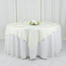 Crinkle Taffeta Accordion Ivory Square Table Overlay 72 Inch x 72 Inch 