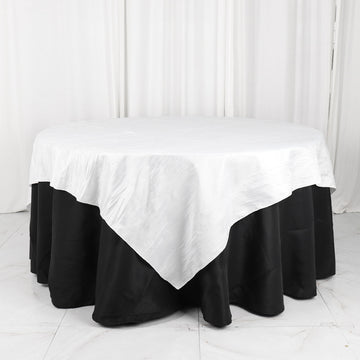 Elegant White Accordion Crinkle Taffeta Table Overlay for Stunning Wedding Table Decor