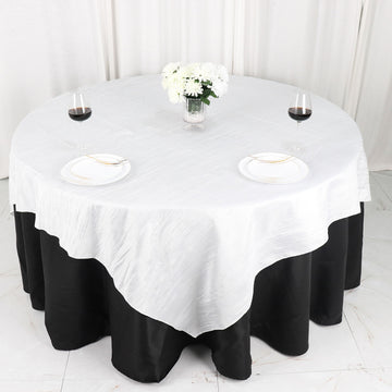 Create a Timeless and Elegant Table Setting with the White Accordion Crinkle Taffeta Table Overlay