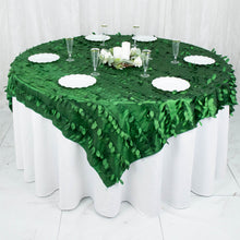 Green 3D Leaf Petal Style Taffeta 72X72 Inch Table Overlay 