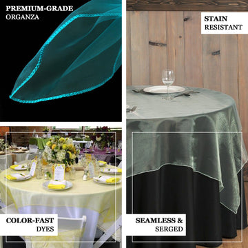 Add Elegance and Charm with the Silver Organza Square Table Overlay 72"x72"