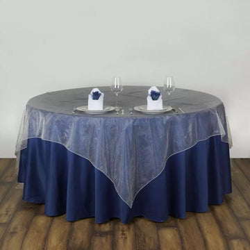 Elevate Your Event Decor with the White Organza Square Table Overlay 72"x72"