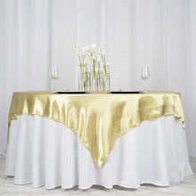 Champagne Seamless Satin Square Tablecloth Overlay 72 Inch x 72 Inch