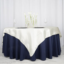 Ivory Seamless Satin Square Tablecloth Overlay 72 Inch x 72 Inch