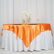 Orange Seamless Satin Square Tablecloth Overlay 72 Inch x 72 Inch