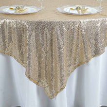 Premium Sequin Champagne Square Sparkly Table Overlay 90 Inch x 90 Inch#whtbkgd