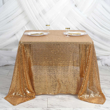 Make a Statement with the Gold Premium Sequin Square Table Overlay