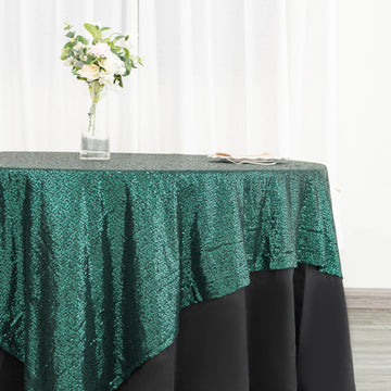 Create a Glamorous Tablescape with the Sparkly Square Table Overlay