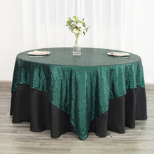 Seamless Hunter Emerald Green 90 Inch By 90 Inch Sequin Square Table Overlay