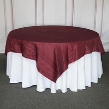 90 Inch Table Overlay In Burgundy Accordion Crinkle Taffeta