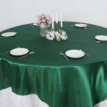 Enhance Your Table Decor with the Hunter Emerald Green Satin Overlay