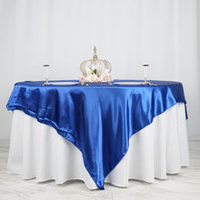 Royal Blue Seamless Satin Square Tablecloth Overlay 90 Inch x 90 Inch