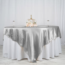 Silver Seamless Satin Square Tablecloth Overlay 90 Inch x 90 Inch
