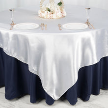 90 Inch x 90 Inch Square White Seamless Satin Tablecloth Overlay