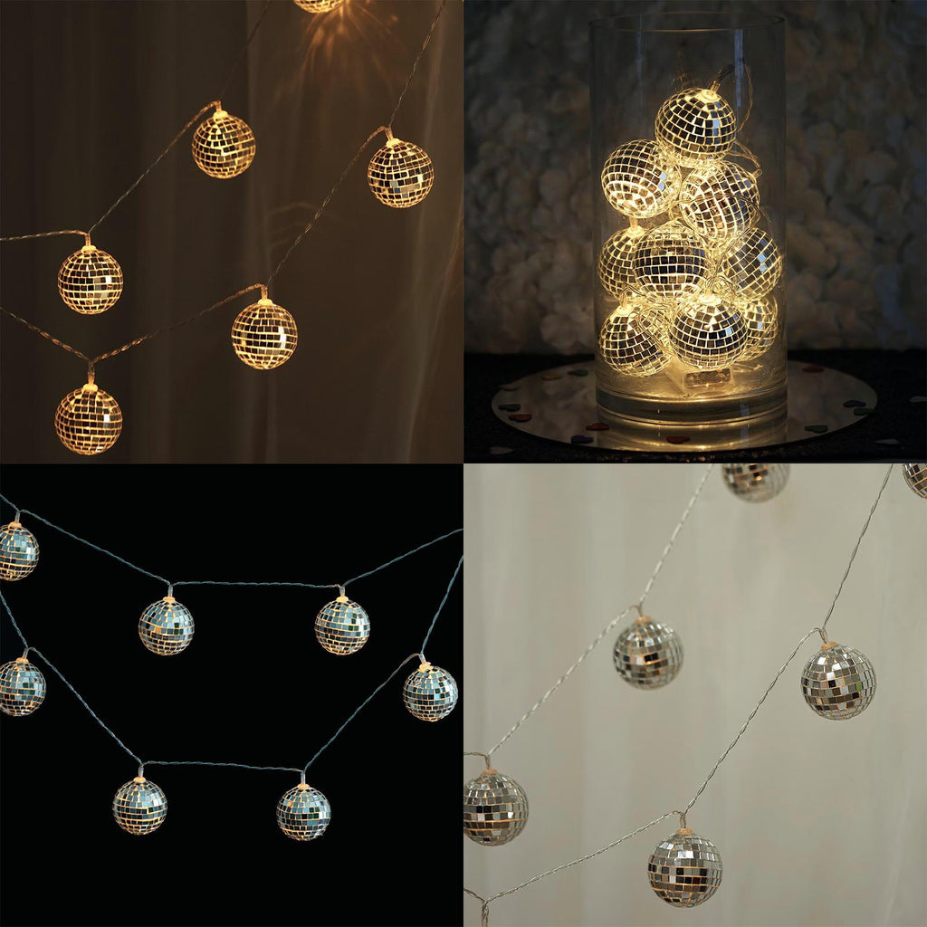 Mini Disco Ball LED Party Lights, Party Lights, Twinkle Lights,battery-powered  Warm White LED Fairy Light Strand, Disco Mirror Ball Lights 