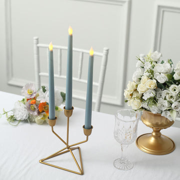 Add a Warm and Exotic Glow with Dusty Blue Flameless LED Taper Candles