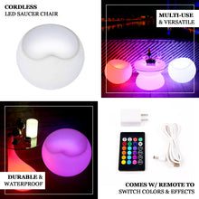 Cordless Rechargeable LED Illuminated Saucer Chair 19 Inch x 20 Inch