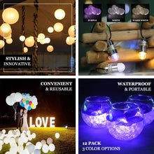 12 Pack - Warm White Bullet LED Vase Lights with String, Waterproof Balloon Lantern Lights