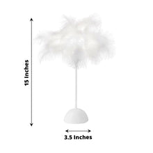 Battery Operated 15 Inch White Feather Cordless Table Lamp Desk Light Centerpiece
