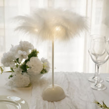 Battery Operated White Feather Cordless Table Lamp Desk Light Centerpiece 15 Inch