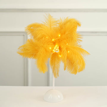Add Elegance to Your Space with the LED Gold Ostrich Feather Table Lamp