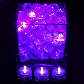 12 Pack Purple Flower Shaped Waterproof LED Lights