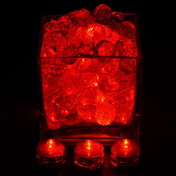 12 Pack Red Flower Shaped Waterproof LED Lights