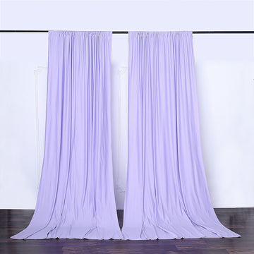 2 Pack Lavender Lilac Scuba Polyester Divider Backdrop Curtains, Inherently Flame Resistant Event Drapery Panels Wrinkle Free With Rod Pockets - 10ftx10ft