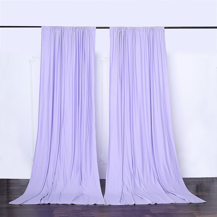 2 Pack Lavender Lilac Scuba Polyester Curtain Panel Inherently Flame Resistant Backdrops