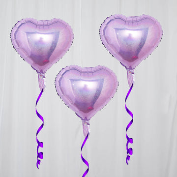 2 Pack Lavender Lilac Heart Mylar Foil Helium or Air Balloons 15" 4D