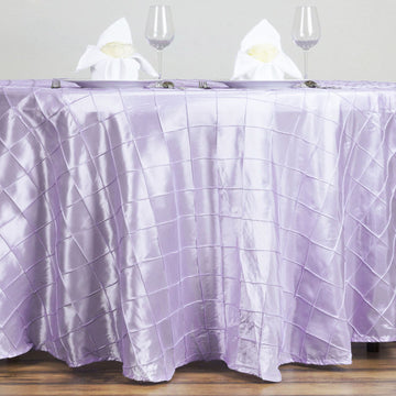 Elegant Lavender Lilac Pintuck Round Seamless Tablecloth 120