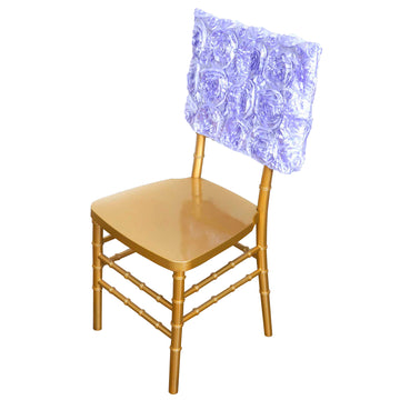 Lavender Lilac Satin Rosette Chiavari Chair Caps, Chair Back Covers 16"