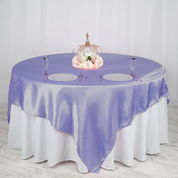 Lavender Lilac Seamless Satin Square Table Overlay 90"x90"